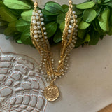 Prince's Street Gold and Crystal Coin Necklace