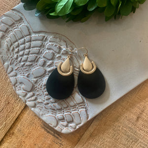 Finsbury Circus Gold with Black Leather Fun and Flirty Dangle Earrings